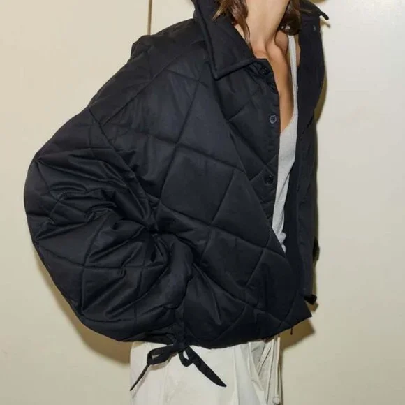 Deiji Studios - The Collared Quilt Coat - Black SM - Picture 2 of 6